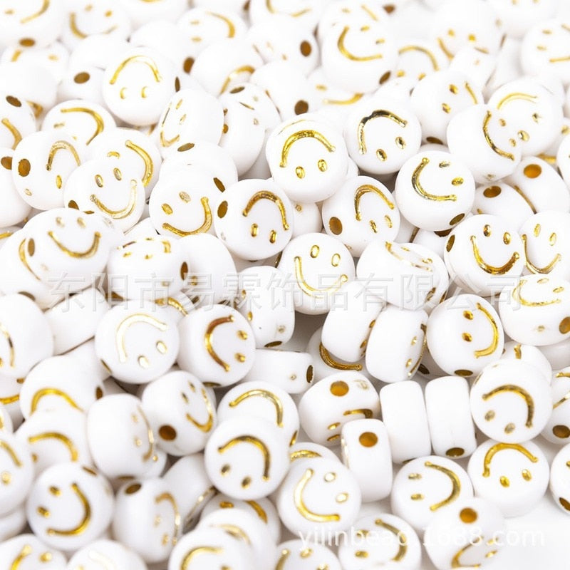 Acrylic Smiley Face Beads (color options, 100/set)