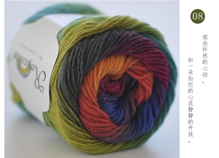 100% Worsted Wool Rainbow Colored Yarn