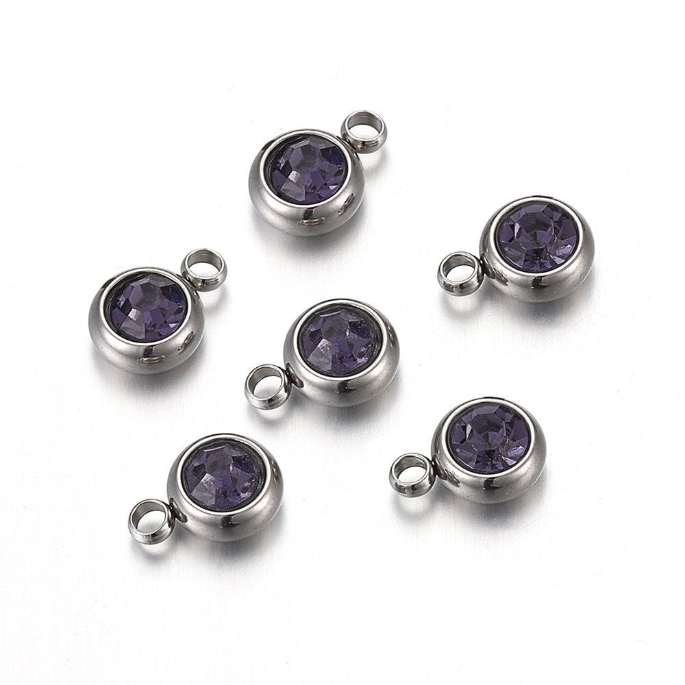 Stainless Steel Rhinestone Beads (color option, 20/pack)