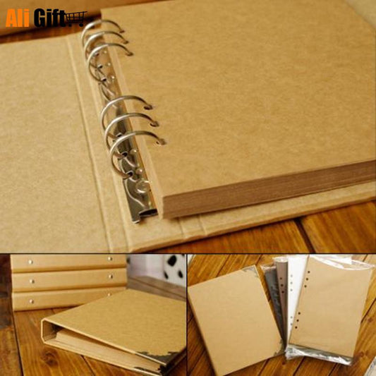 Blank Cover Loose-Leaf Scrapbook White, Black, or Coffee Colored Paper