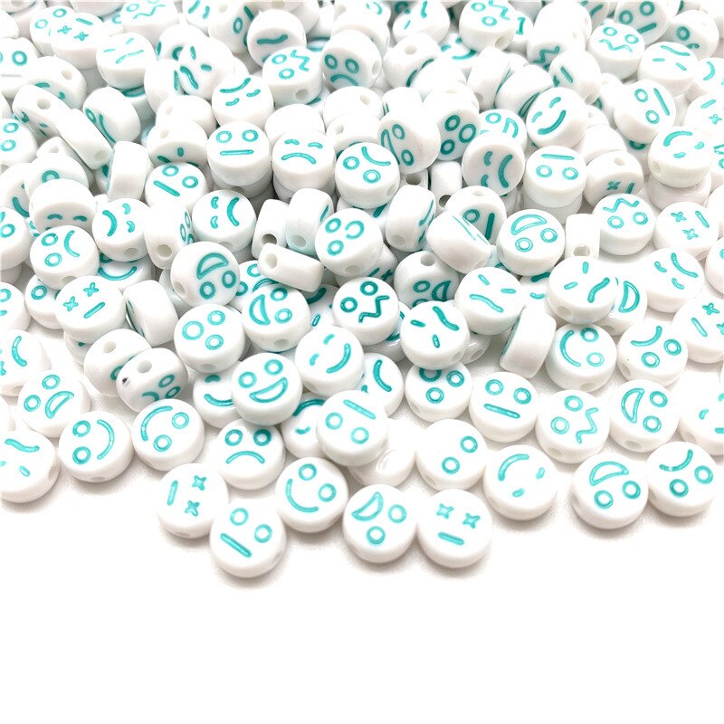 Acrylic Smiley Face Beads (color options, 100/set)