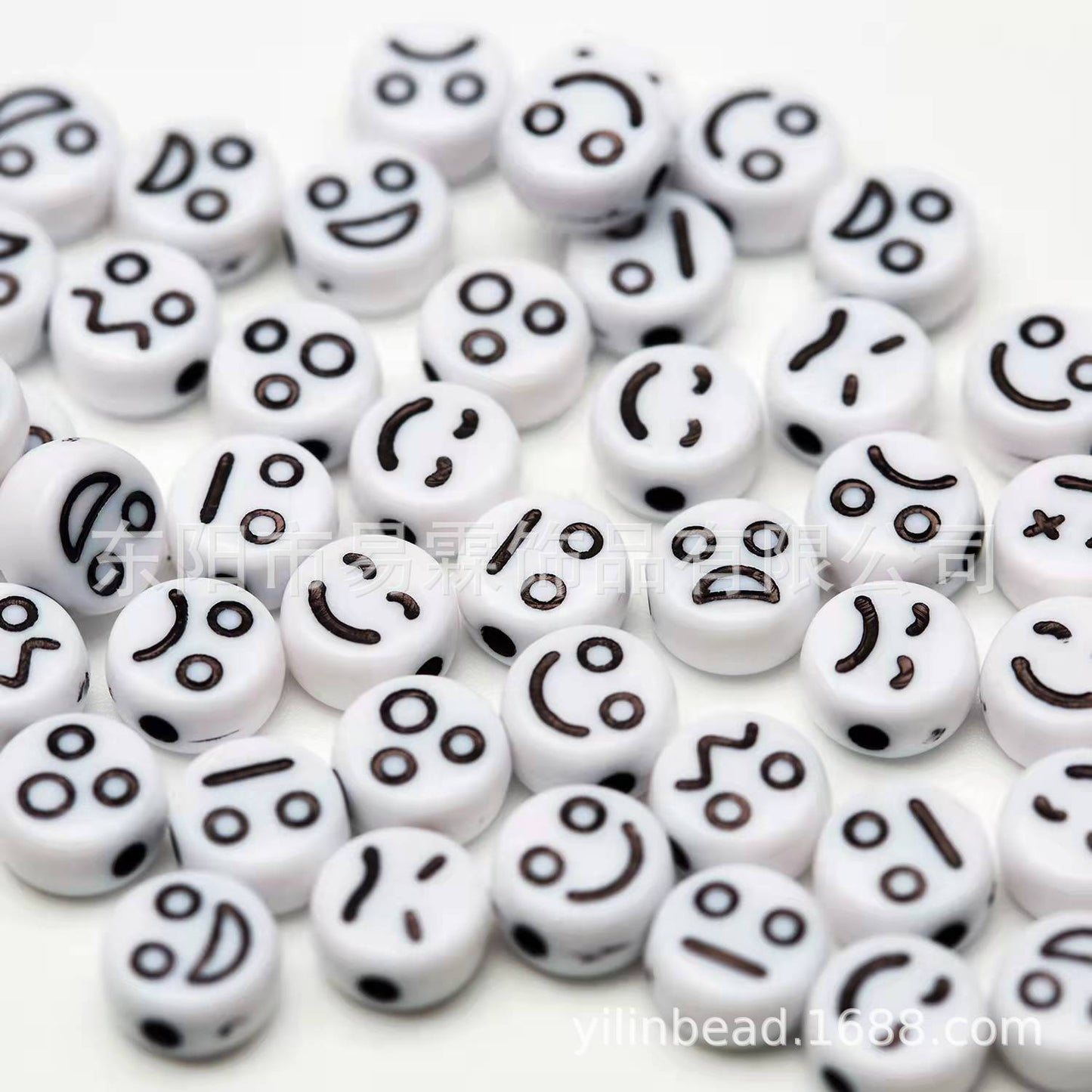 Acrylic Smiley Face Beads (color options, 100/set)