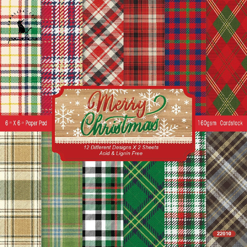 Christmas Scrapbooking Paper (15x15cm 12/pack, style options)