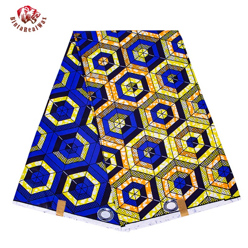 African Geometric Pattern Ankara Polyester Fabric