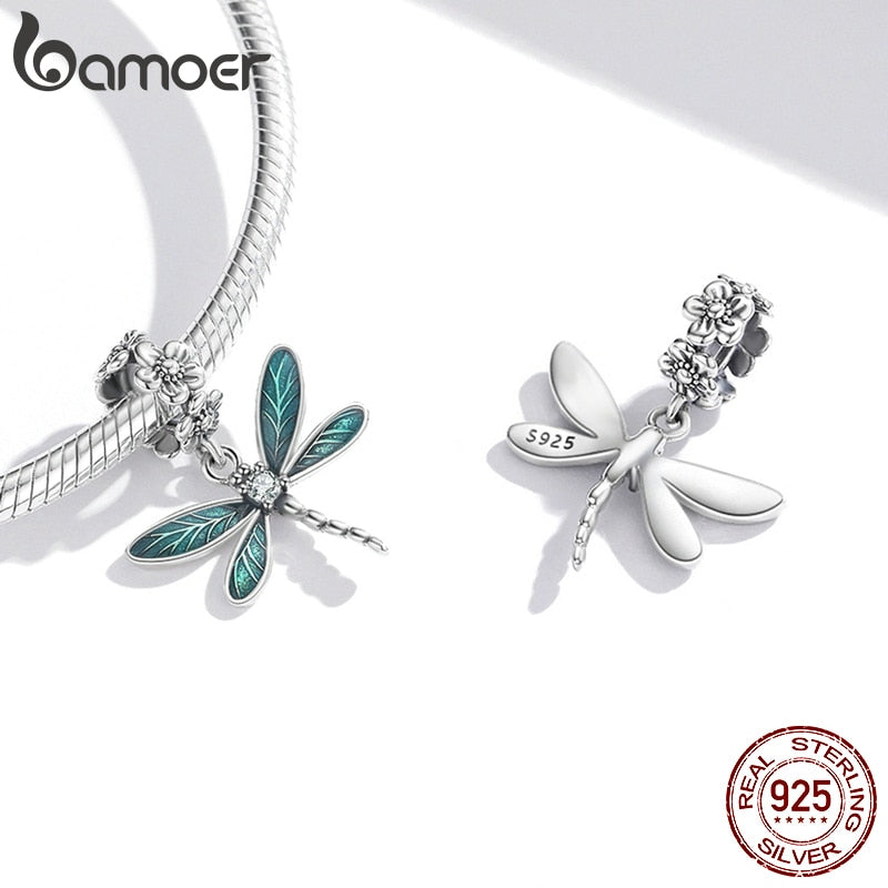 Bamoer Bracelet Sterling Silver Dragonfly Pendant Charm