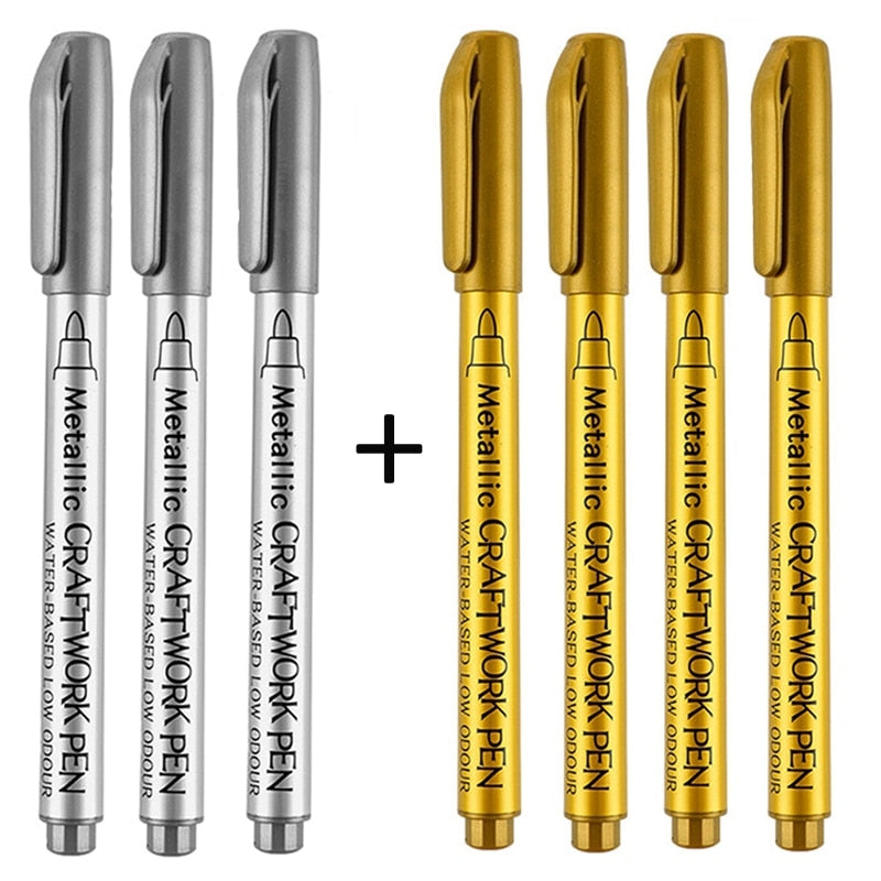 Metallic Waterproof Permanent Paint Marker (white/silver/gold 4or 8/set)