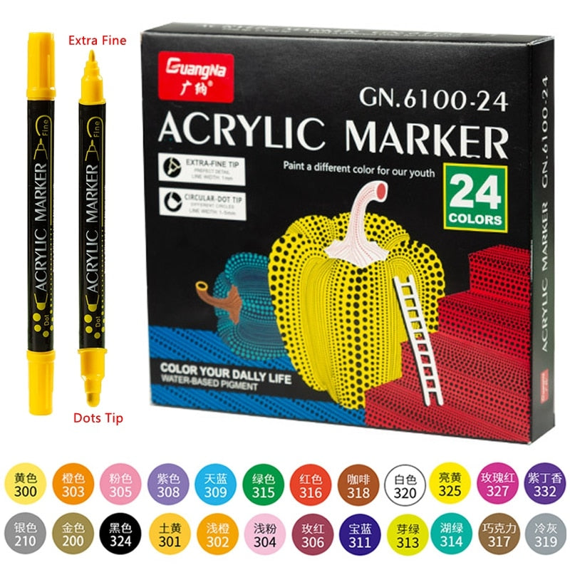 Acrylic Paint Marker Pens Extra Fine Tip (12/24/36 colors/set)