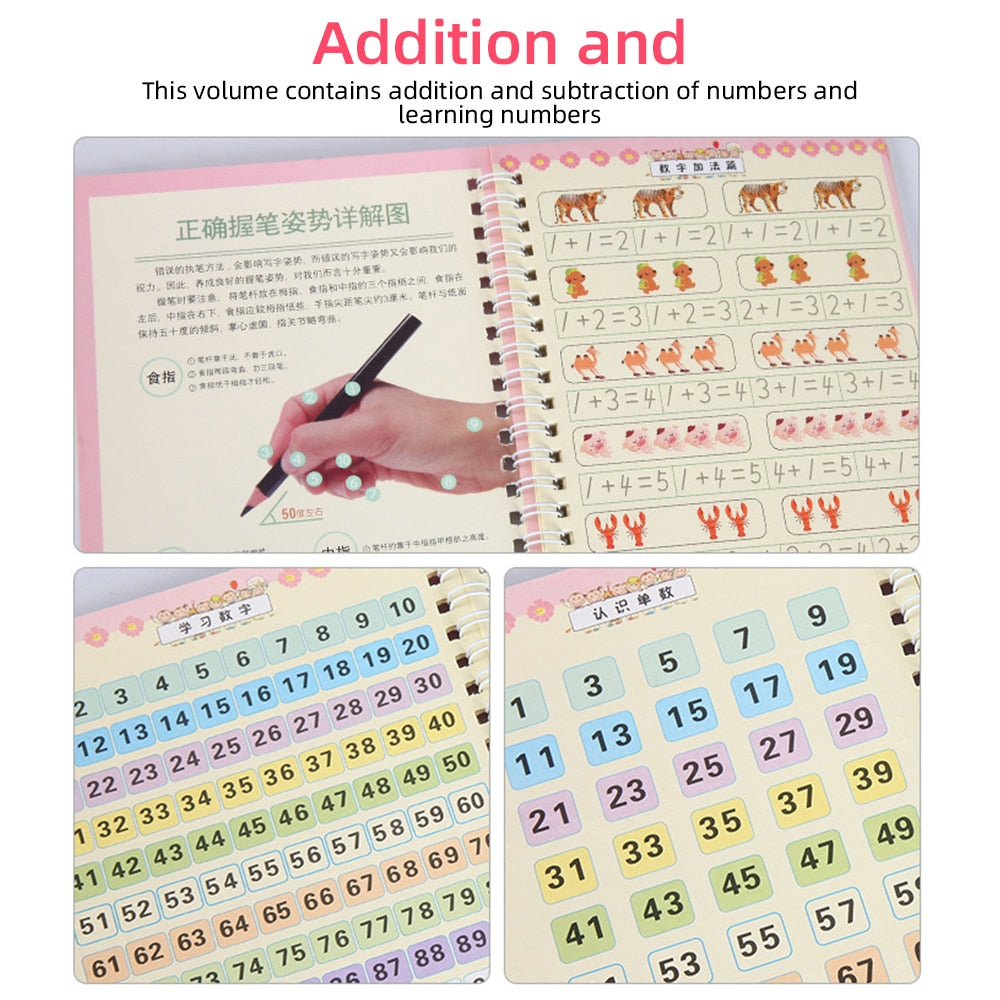 Children's Practice Writing Book With Stencil Board (style options)