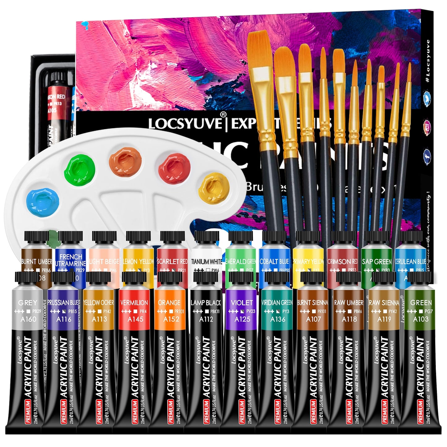 Acrylic Paint Set (12 or 24 colors)