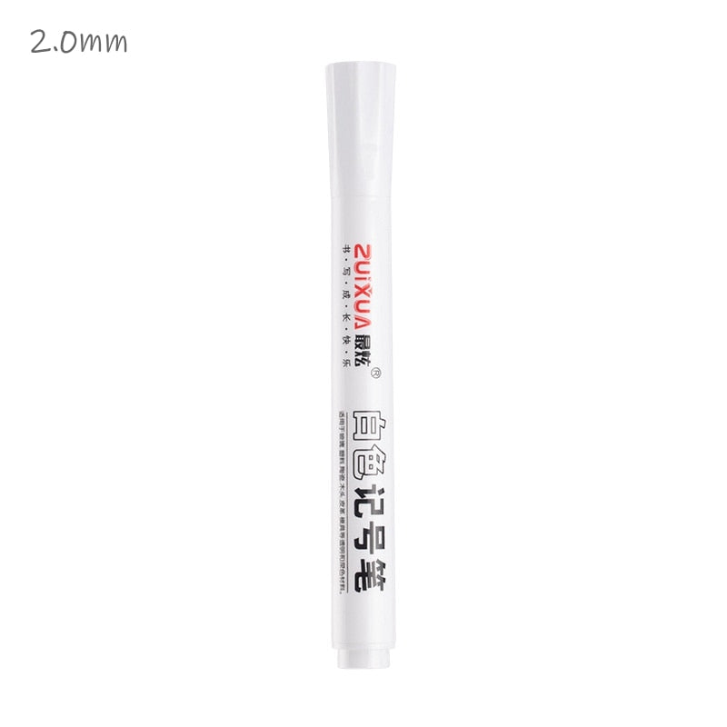 Permanent White Marker Pen, Use For Fabric, Wood, Leather (0.8mm-3.5mm)