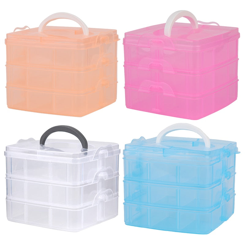 3 Layers, 18 Compartments Plastic Storage Box