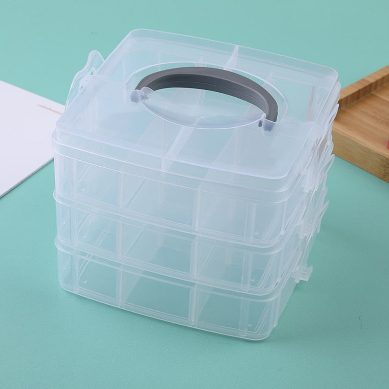 3 Layers, 18 Compartments Plastic Storage Box