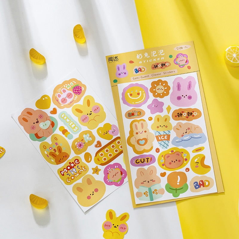 Cute Cartoon Sticker (2 sheets/box, color/style options)