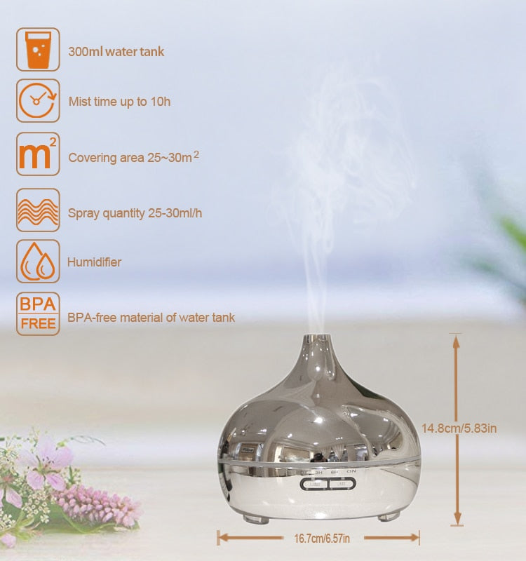 300ml Ultrasonic Dual Humidifier/Oil Diffuser, 7 LED Light Display, BPA Free