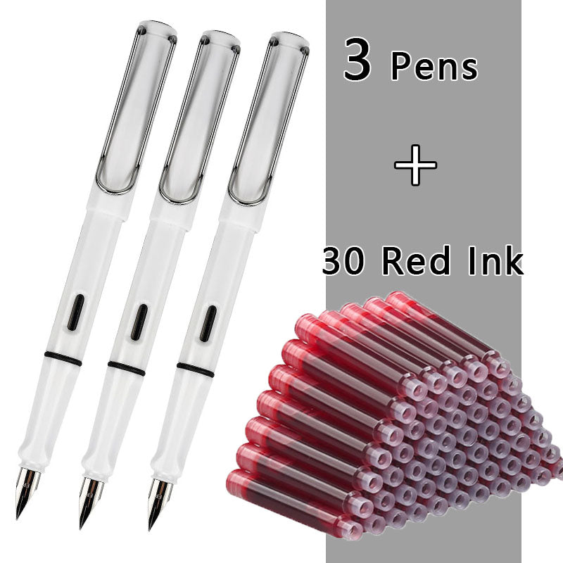 Fountain Pen Set Black/Blue/Red ink (0.38 mm, 33 or 50/set)