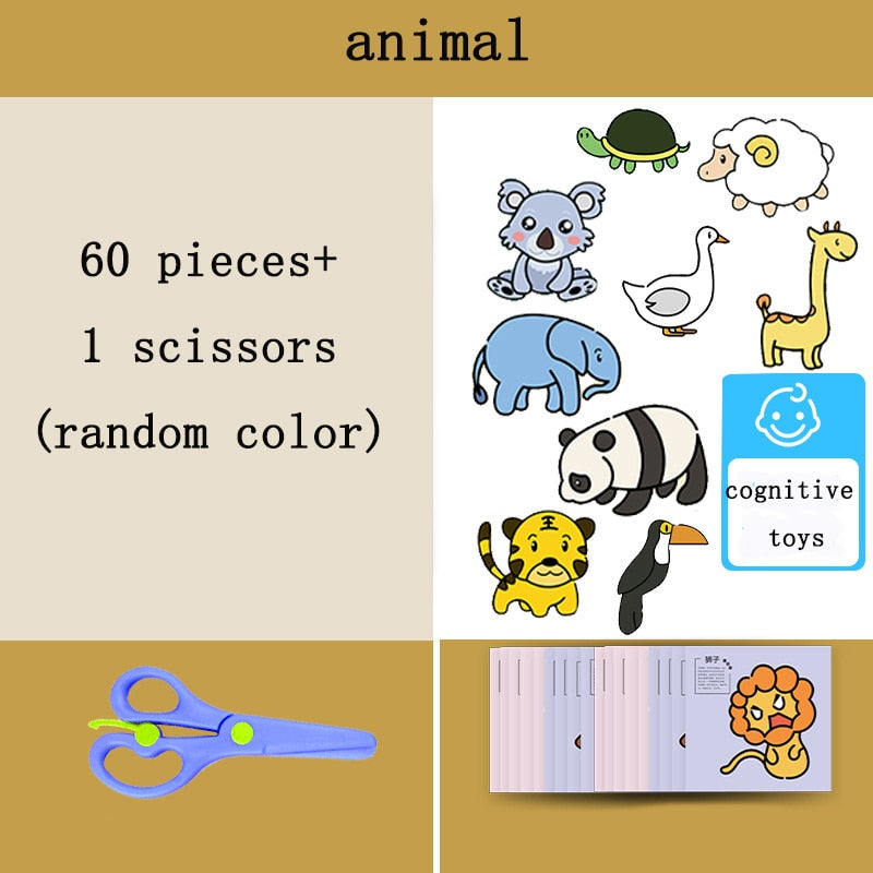 96 Pcs/Set Cartoon Color Paper Cutting Toy