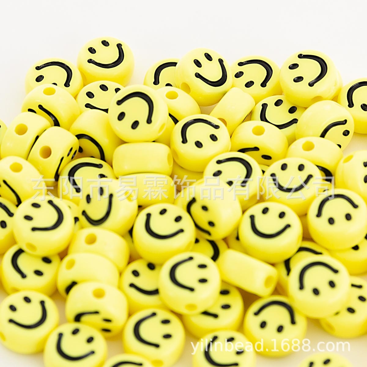 Acrylic Smiley Face Beads (color options, 100/set)