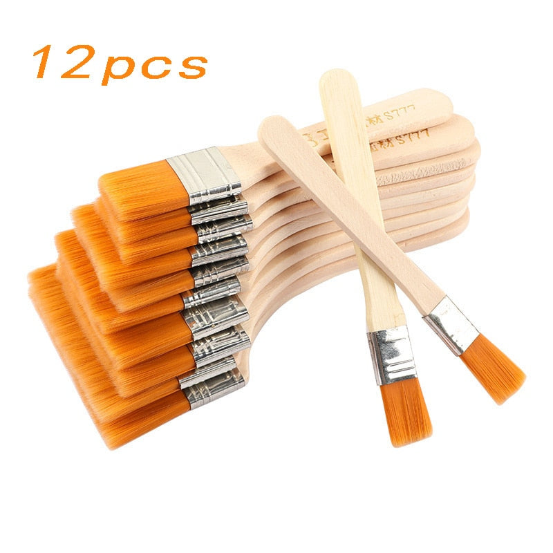 Wooden Nylon Paint Brushes (12/set)