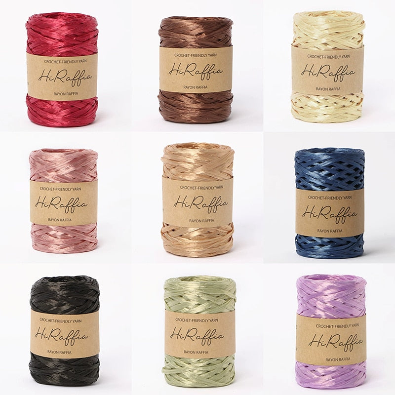 80M Metallic Natural Raffia Straw Yarn