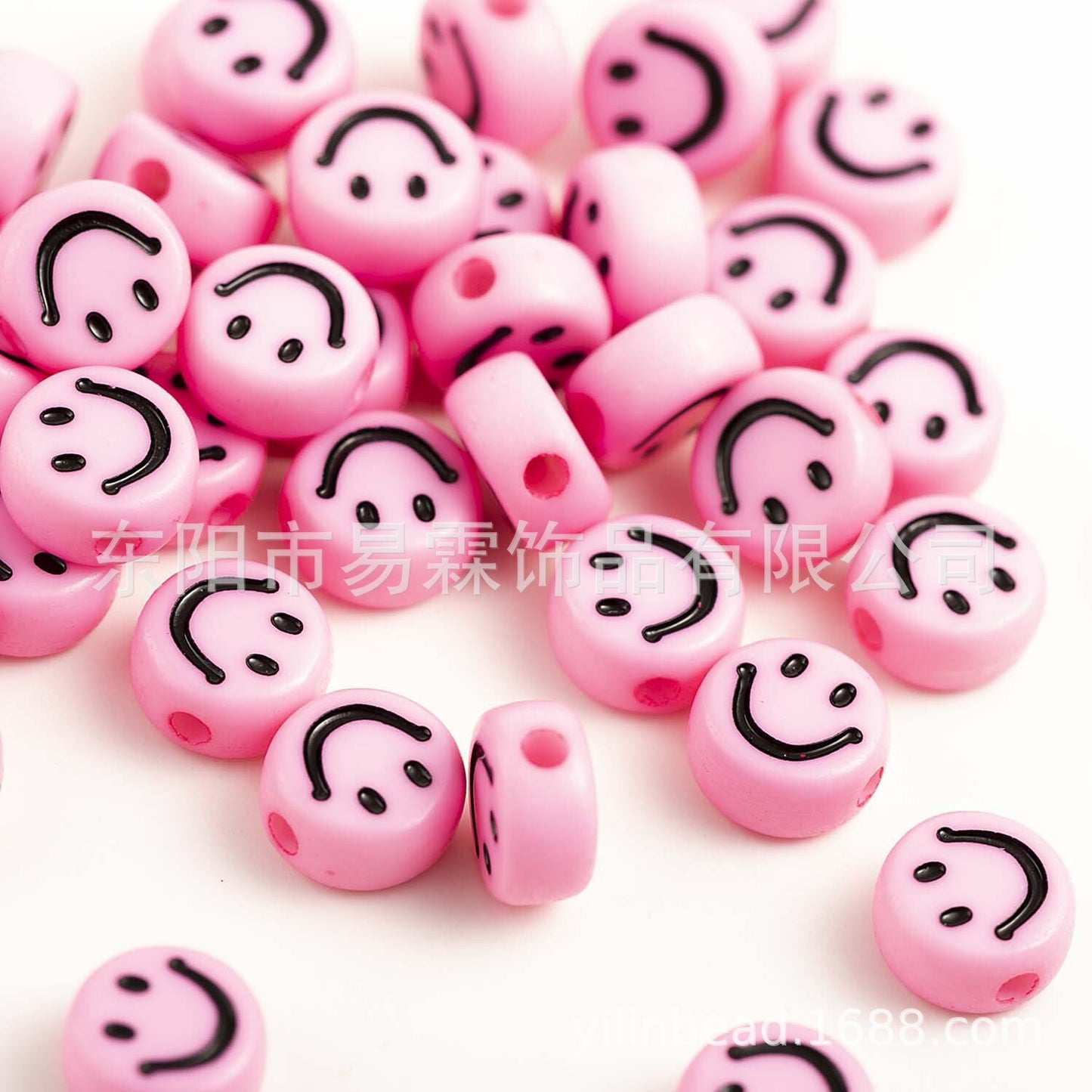 Acrylic Smiley Face Beads (color options, 100/set)