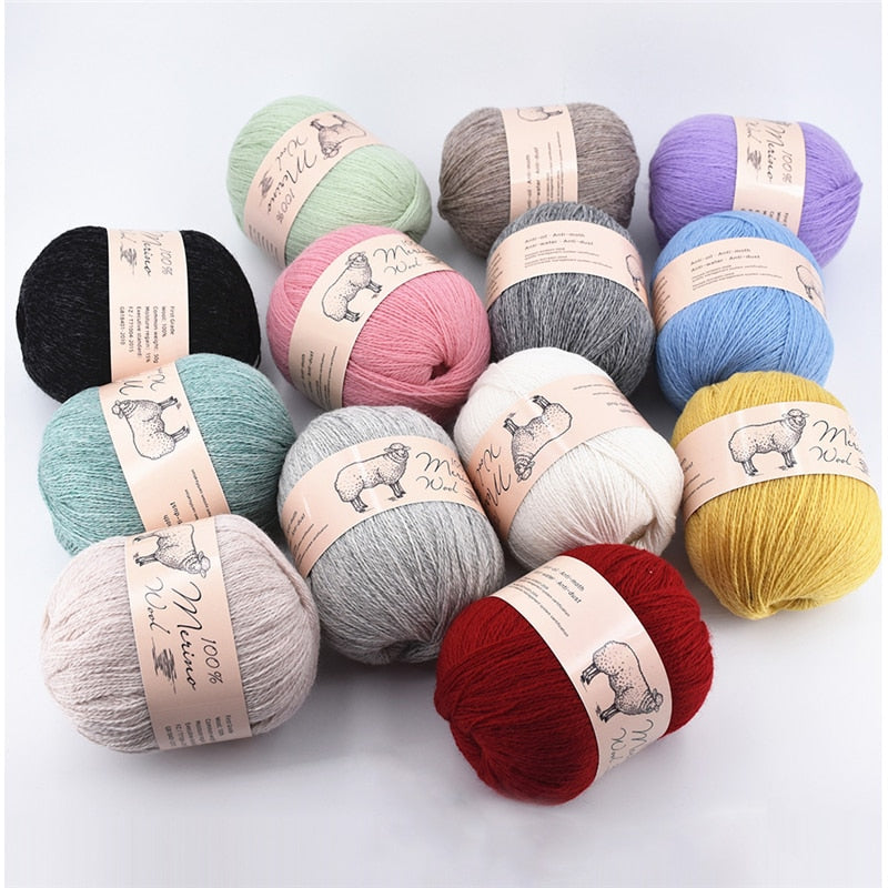 100% Medium-Fine Soft Crochet Merino Wool Yarn