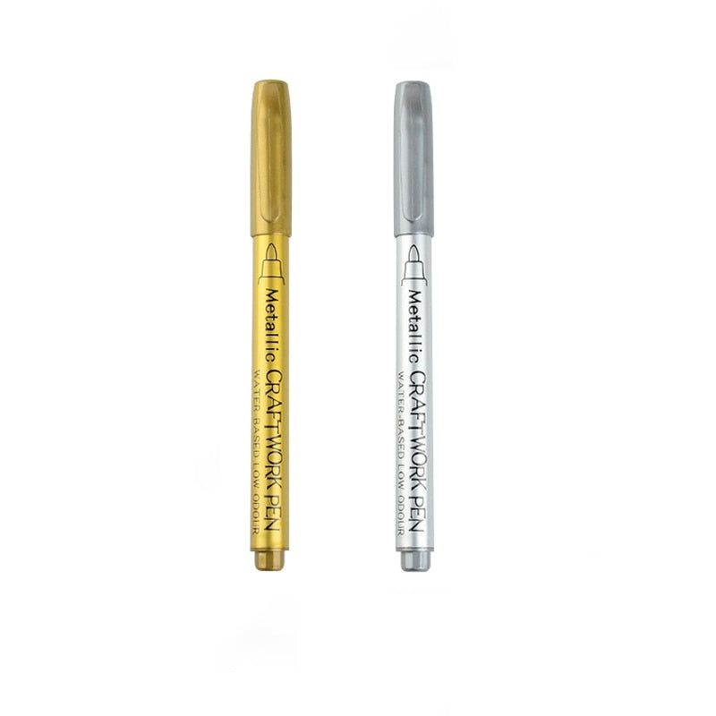 Metallic Waterproof Permanent Marker Pens Gold Silver Color