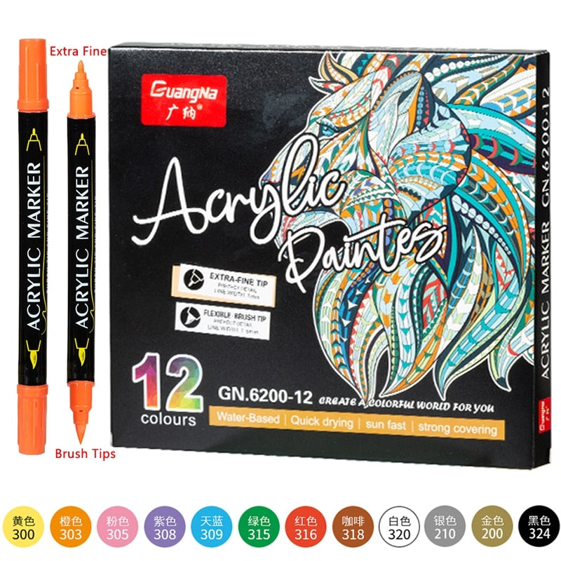 Acrylic Paint Marker Pens Extra Fine Tip (12/24/36 colors/set)