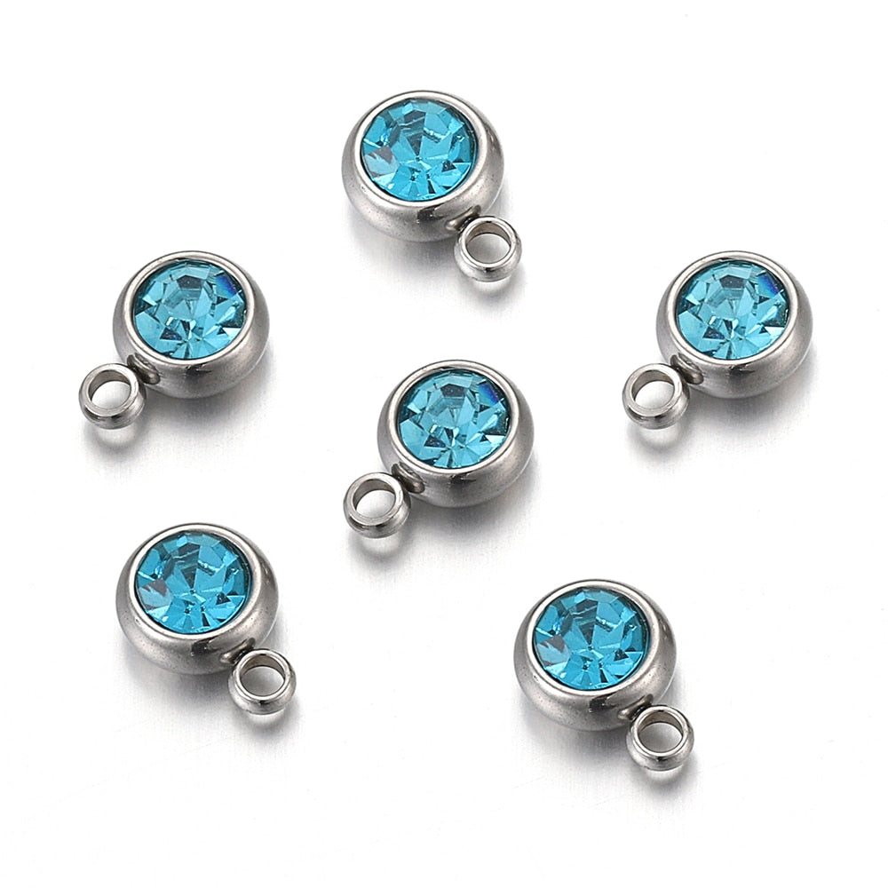 Stainless Steel Rhinestone Beads (color option, 20/pack)