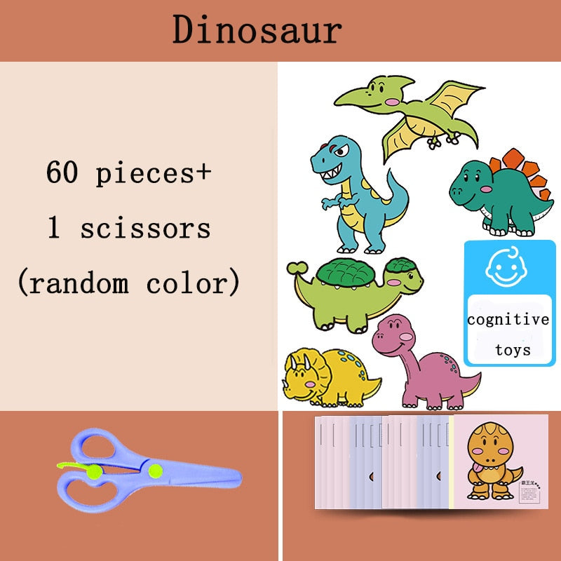 96 Pcs/Set Cartoon Color Paper Cutting Toy