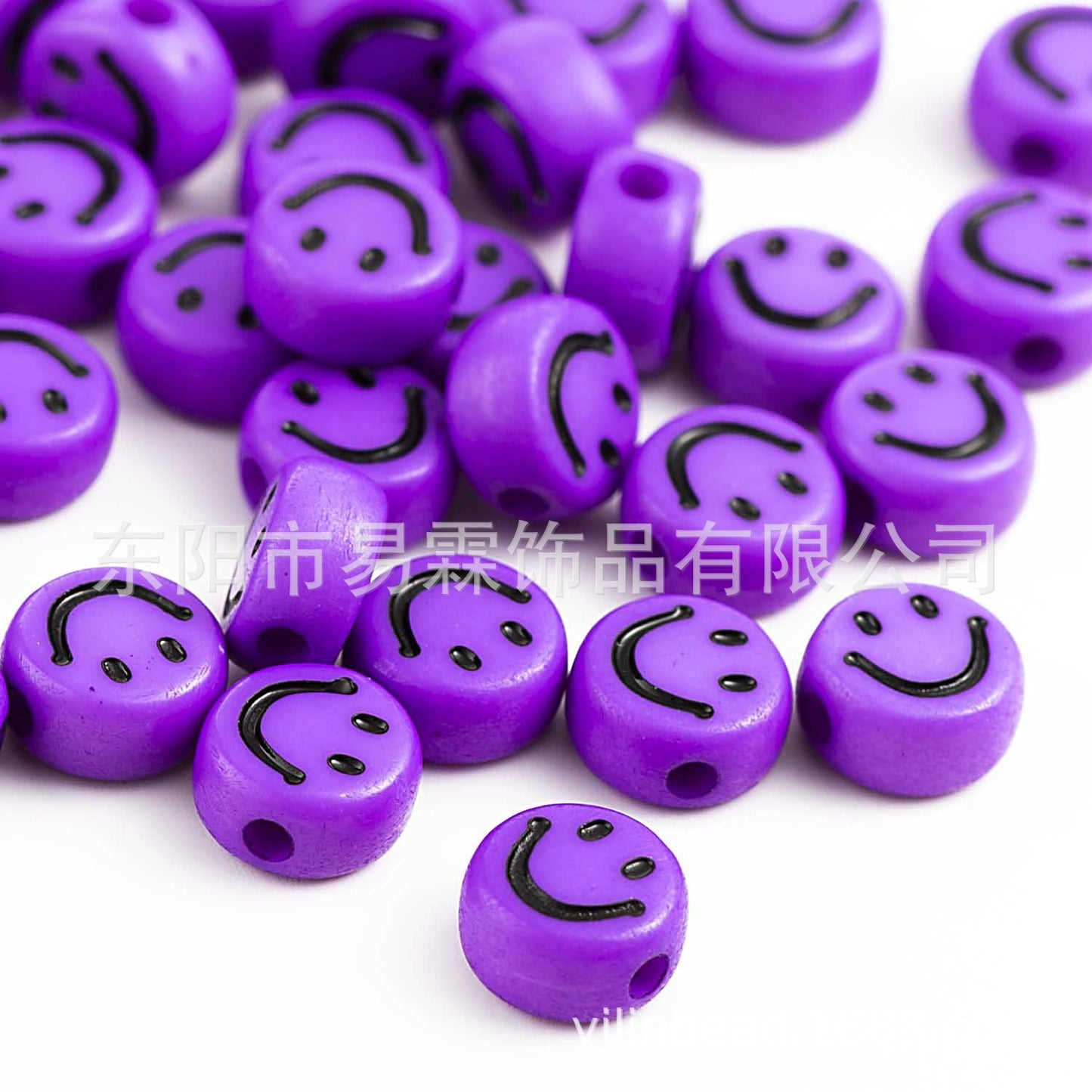 Acrylic Smiley Face Beads (color options, 100/set)