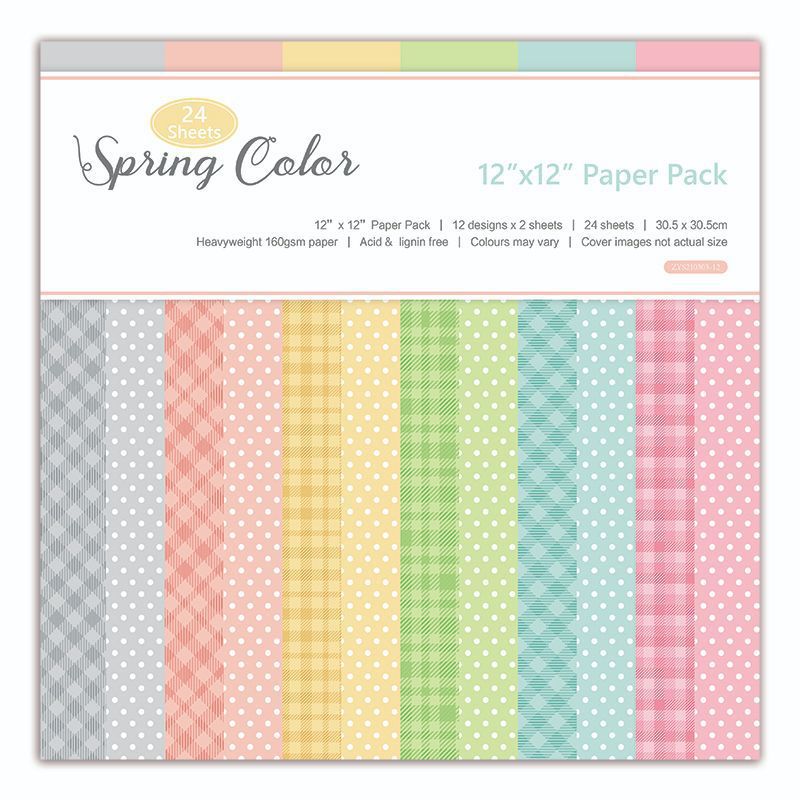 12 Sheet Scrapbook Paper (15x15cm, color/style options)