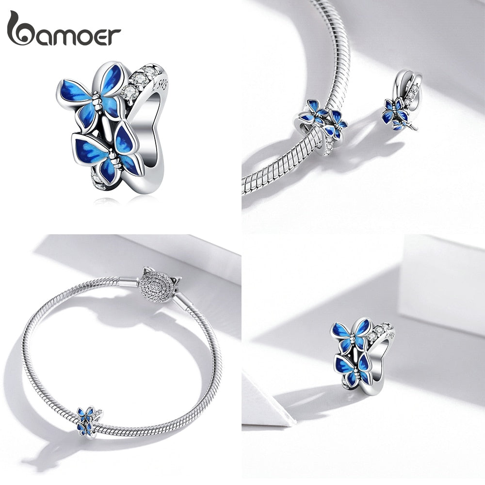 Bamoer Bracelet Sterling Silver Birds/Flower Charms (style option)