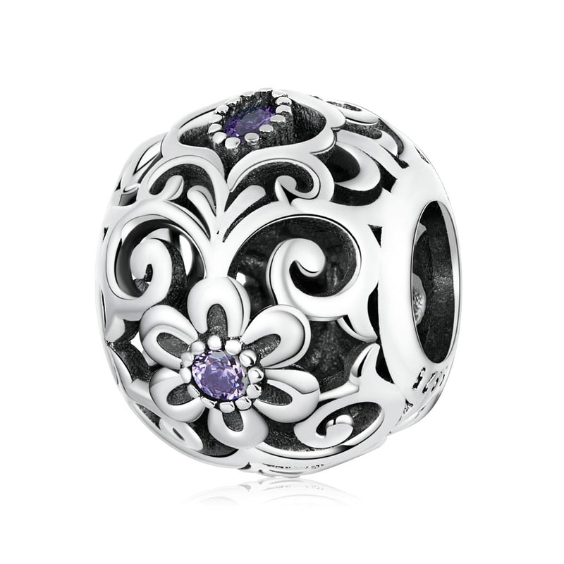 Bamoer Bracelet Sterling Silver Purple Shining Stone Collection Charms