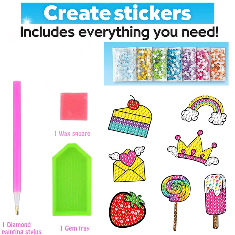 Kids Diamond Painting Stickers 12/kit