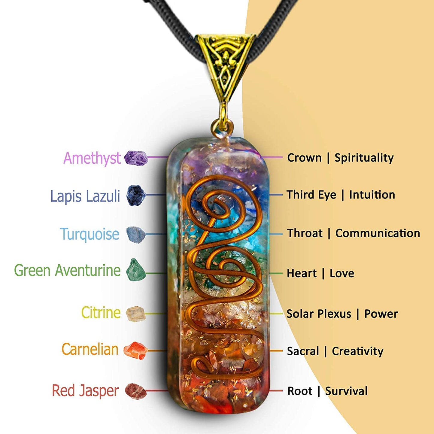 Natural Stone Reiki Healing Energy Crystal Pendant