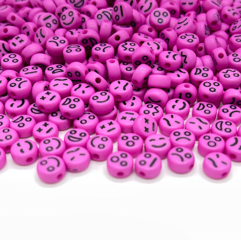 Acrylic Smiley Face Beads (color options, 100/set)