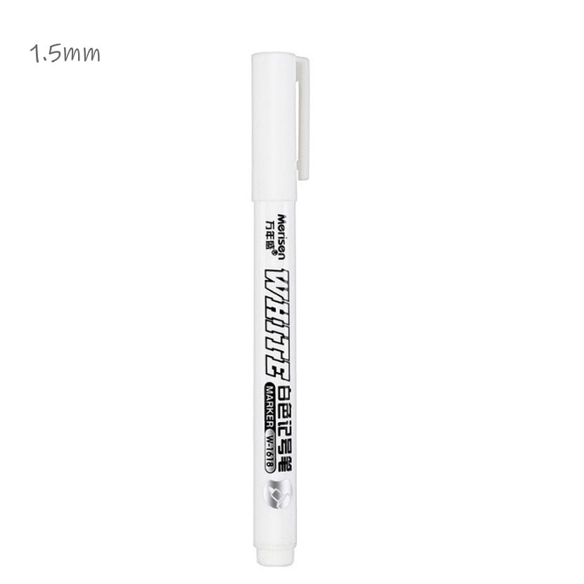 Permanent White Marker Pen, Use For Fabric, Wood, Leather (0.8mm-3.5mm)